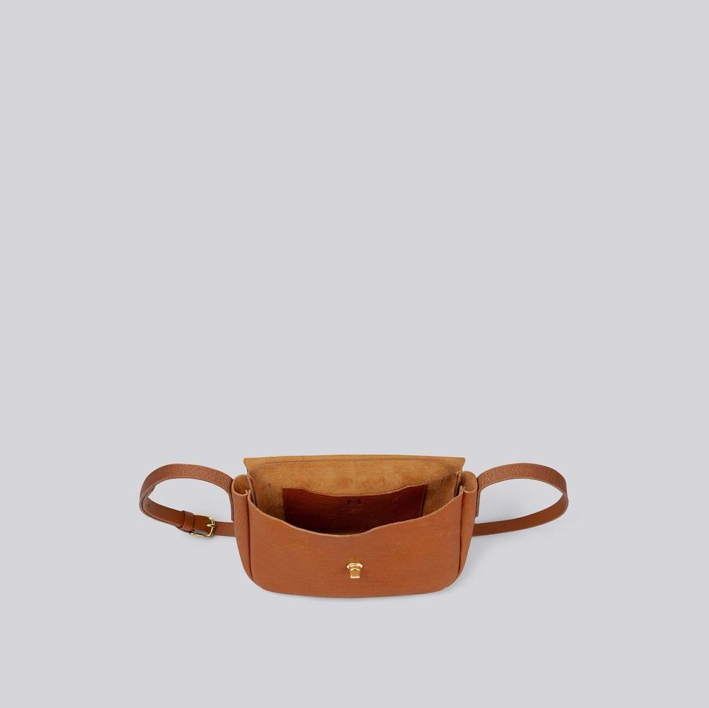 Bags and totes - Barney - Medium Crossbody Satchel Leather Bag in Grainy Tan - MIMI BERRY
