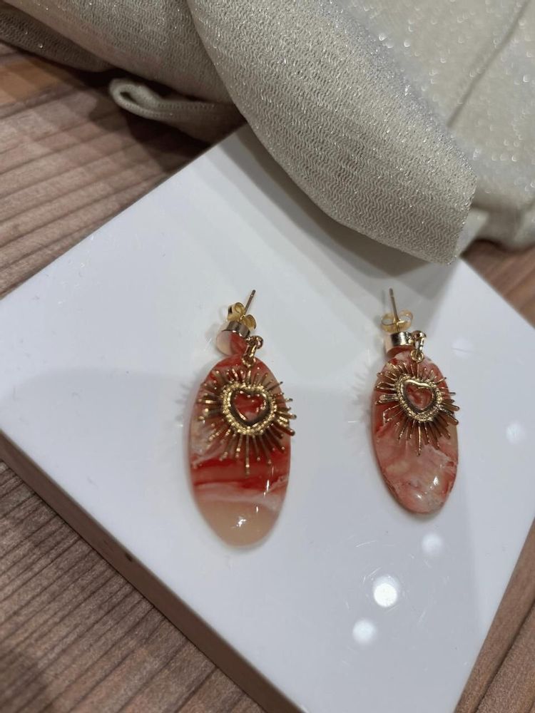 Jewelry - Boucles d’oreilles Cœur Solaire – Rouge Passion & Doré - LES TRÉSORS DE CIA