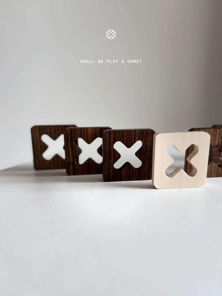 Gifts - Tic Tac Toe Game Board - Ovangkol solid wood game pieces set - SHALL WE PLAY A GAME?