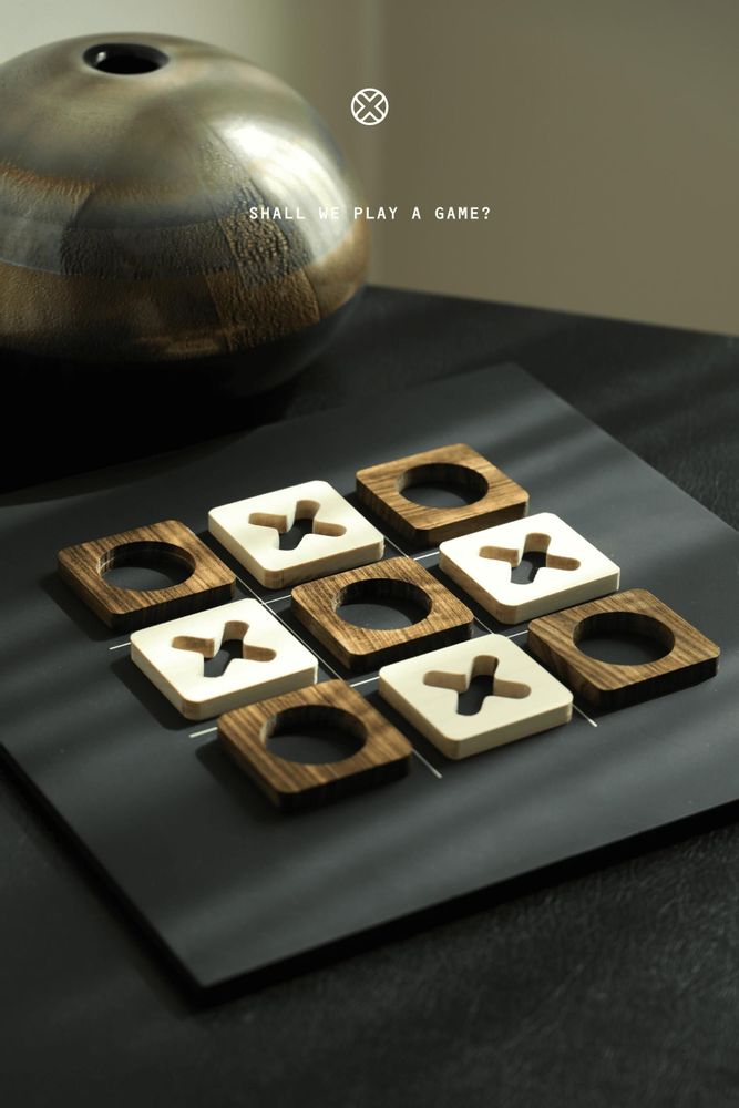 Gifts - Tic Tac Toe Game Boards - Ovangkol & Maple solid wood game pieces set - SHALL WE PLAY A GAME?