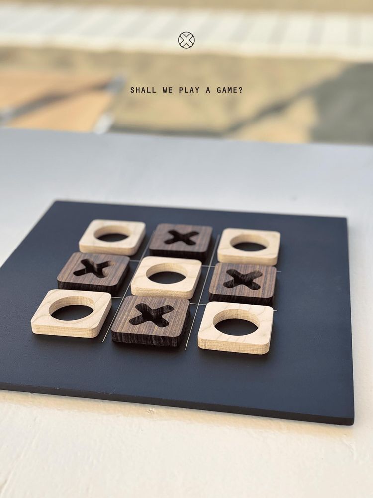 Gifts - Tic Tac Toe Game Boards - Ovangkol & Maple solid wood game pieces set - SHALL WE PLAY A GAME?