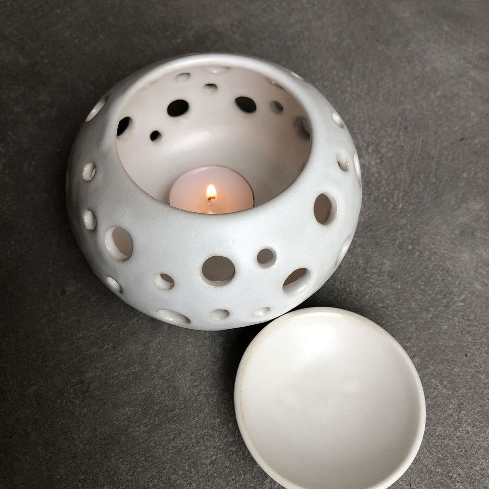 Decorative objects - Enamelled Stoneware Perfume Burner Candle Holder - LES POTERIES DE SWANE