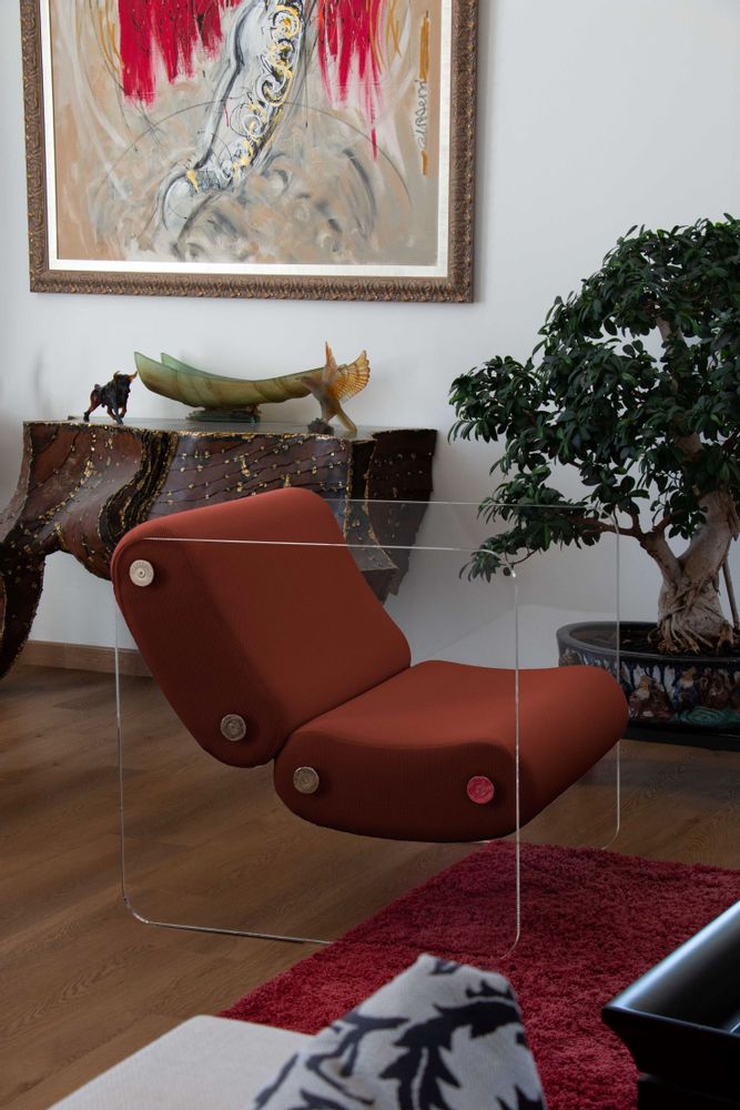 Fauteuils de jardin - Fauteuil design MW08 – En PMMA coulé, assise en mousse alvéolaire - KUUMO DESIGN