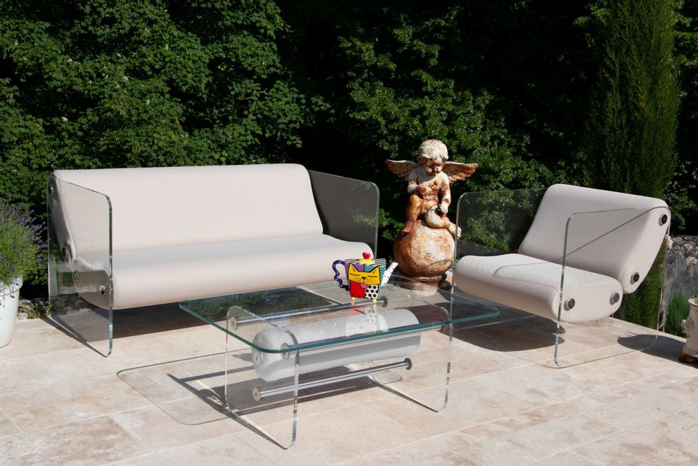 Canapés de jardin - Canapé design MW08 – Parois en PMMA coulé, assise en mousse alvéolaire - KUUMO DESIGN