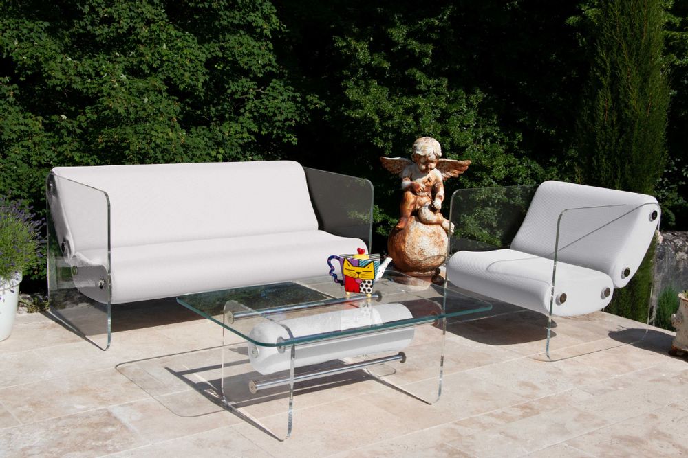 Canapés de jardin - Canapé design MW08 – Parois en PMMA coulé, assise en mousse alvéolaire - KUUMO DESIGN