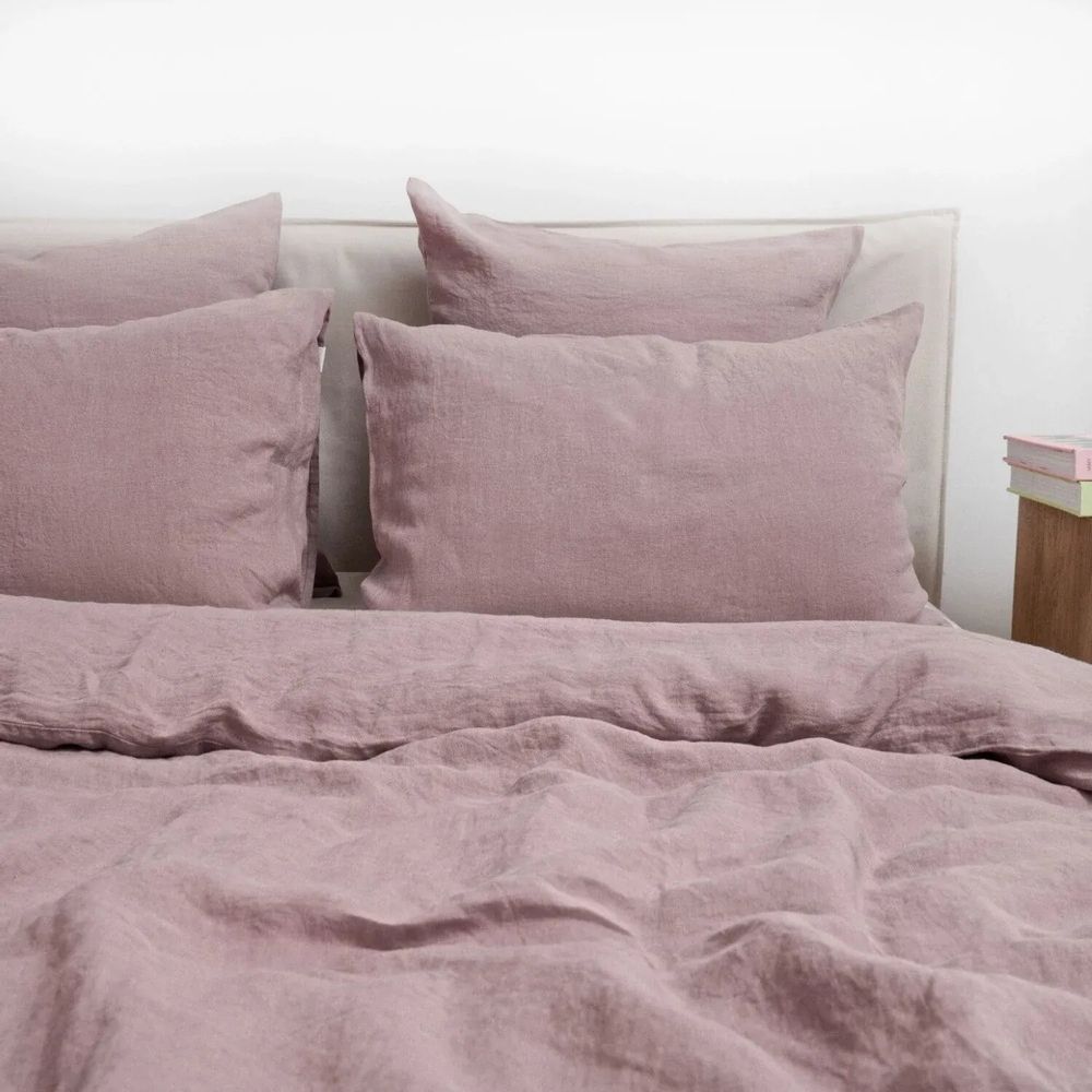 Bed linens - Ashes of Roses Linen Duvet Cover Set - LINEN TALES