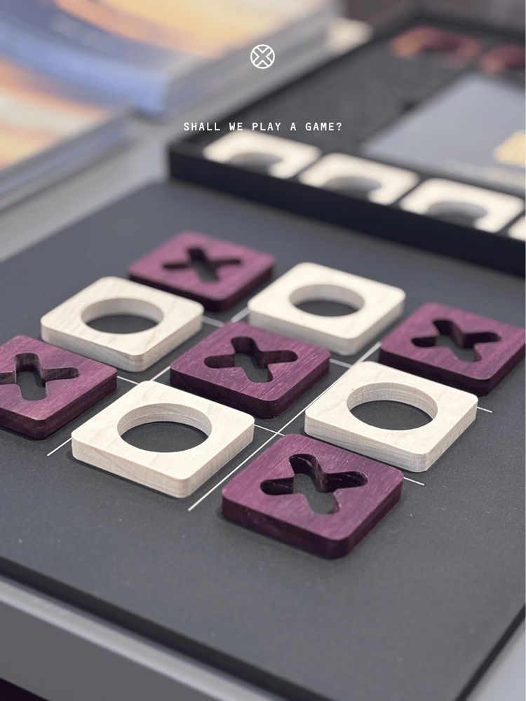 Gifts - Tic Tac Toe Game Board - Amaranth & Maple wood - SHALL WE PLAY A GAME?