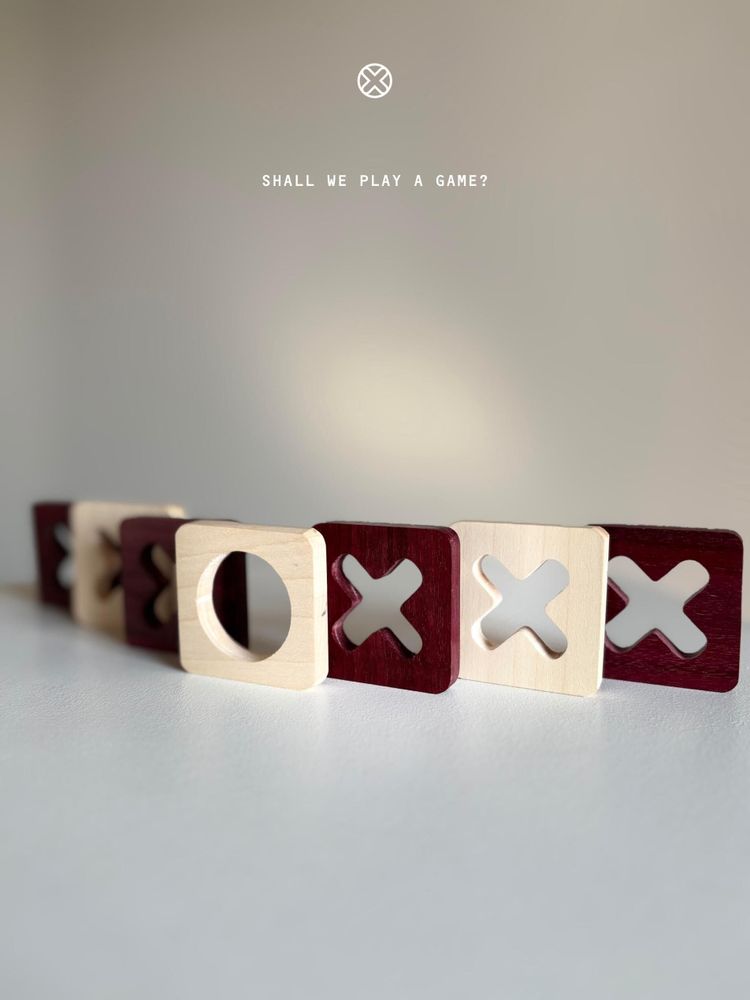 Gifts - Tic Tac Toe Game Board - Amaranth & Maple wood - SHALL WE PLAY A GAME?