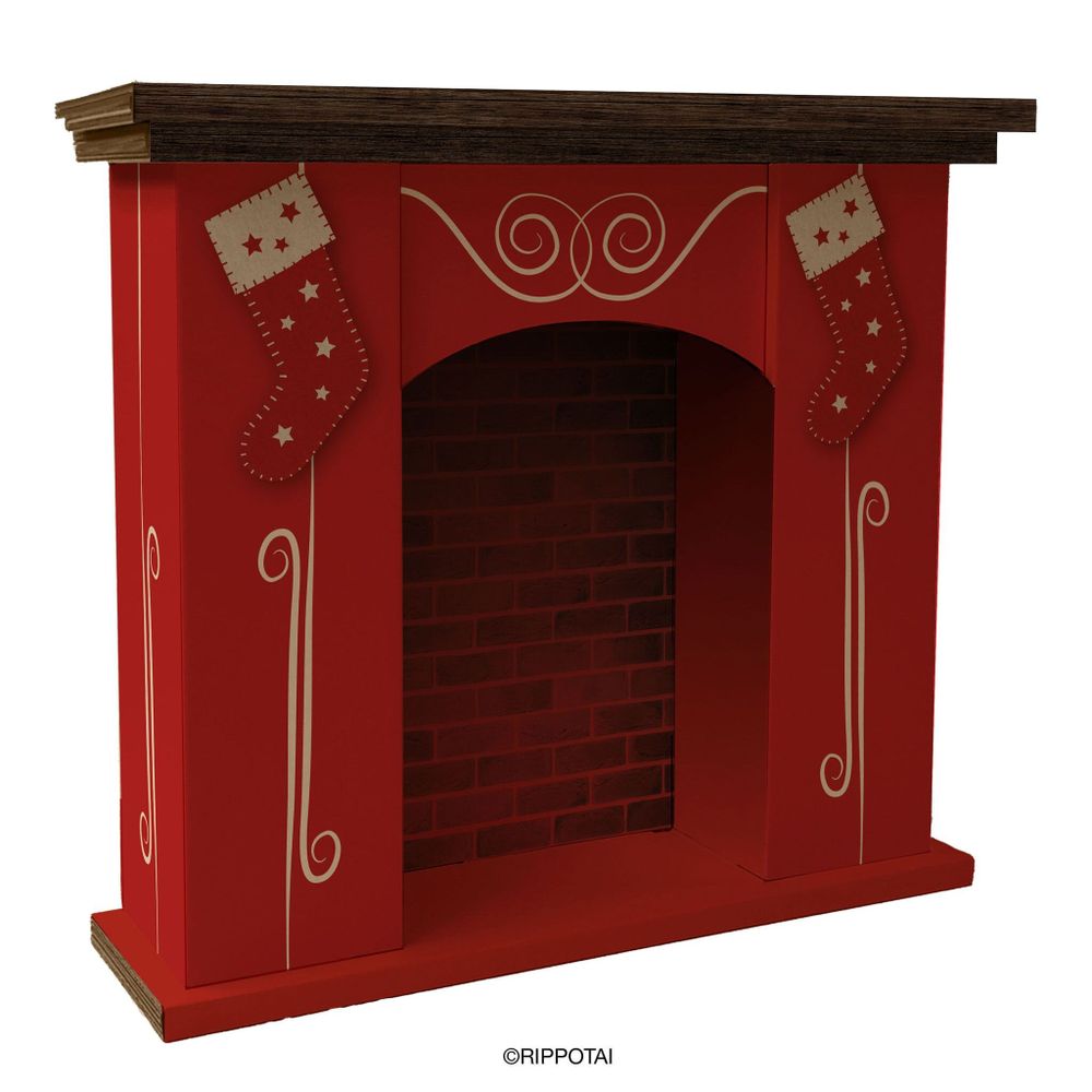 Autres décorations de Noël - Cheminée en Carton Écologique pour Vitrines de Noël - RIPPOTAI