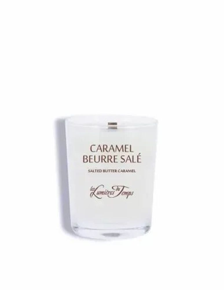 Candles - Vegetable Candle 180 g Wooden Wick Salted Butter Caramel - LES LUMIERES DU TEMPS