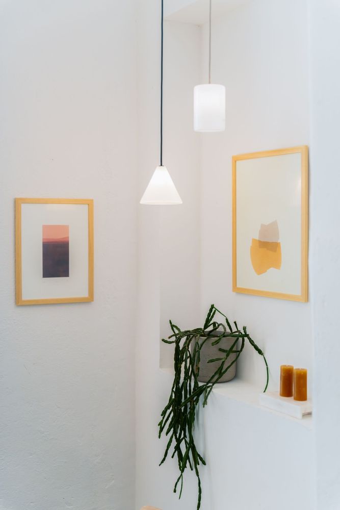 Hanging lights - BULB - Small Cone Ceiling Lamp in Glass with Customizable Cable - MOR