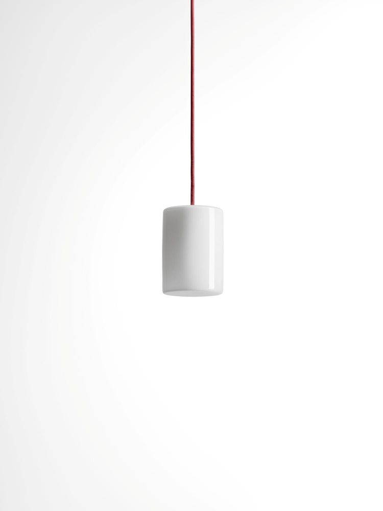 Suspensions - BULB - Petit plafonnier cylindrique en verre avec coloré câble - MOR