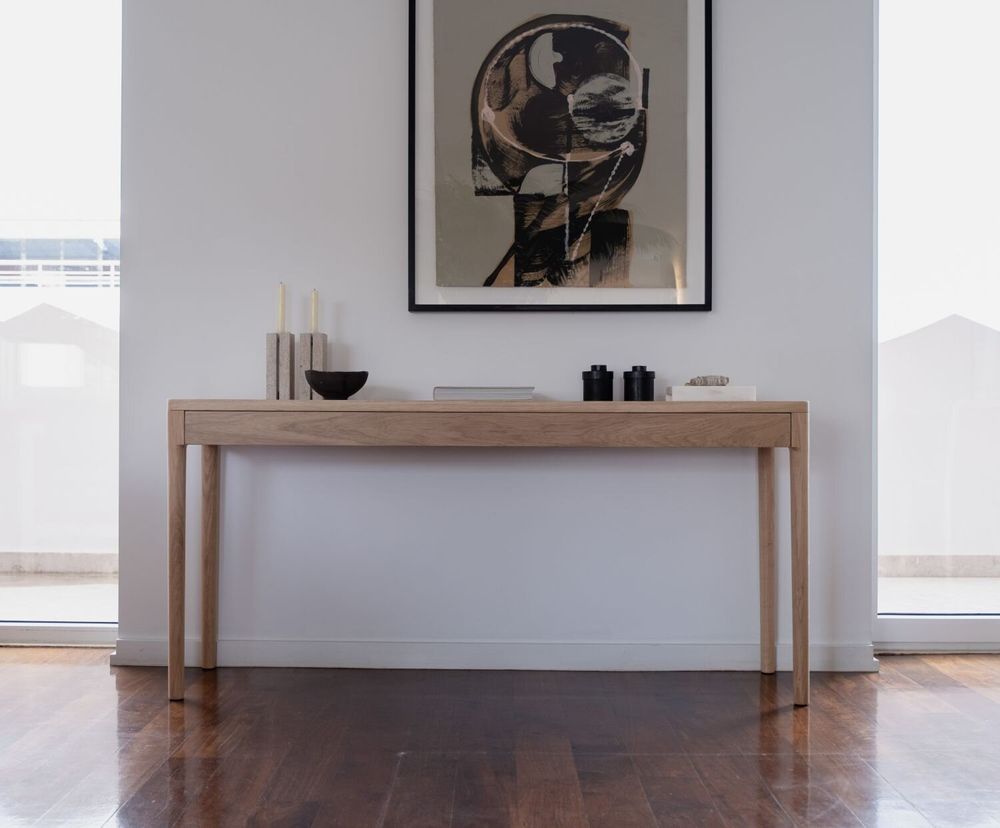 Mobilier et rangements pour bureau - FRONT — Buffet minimaliste en bois de frêne 160x40 - MOR