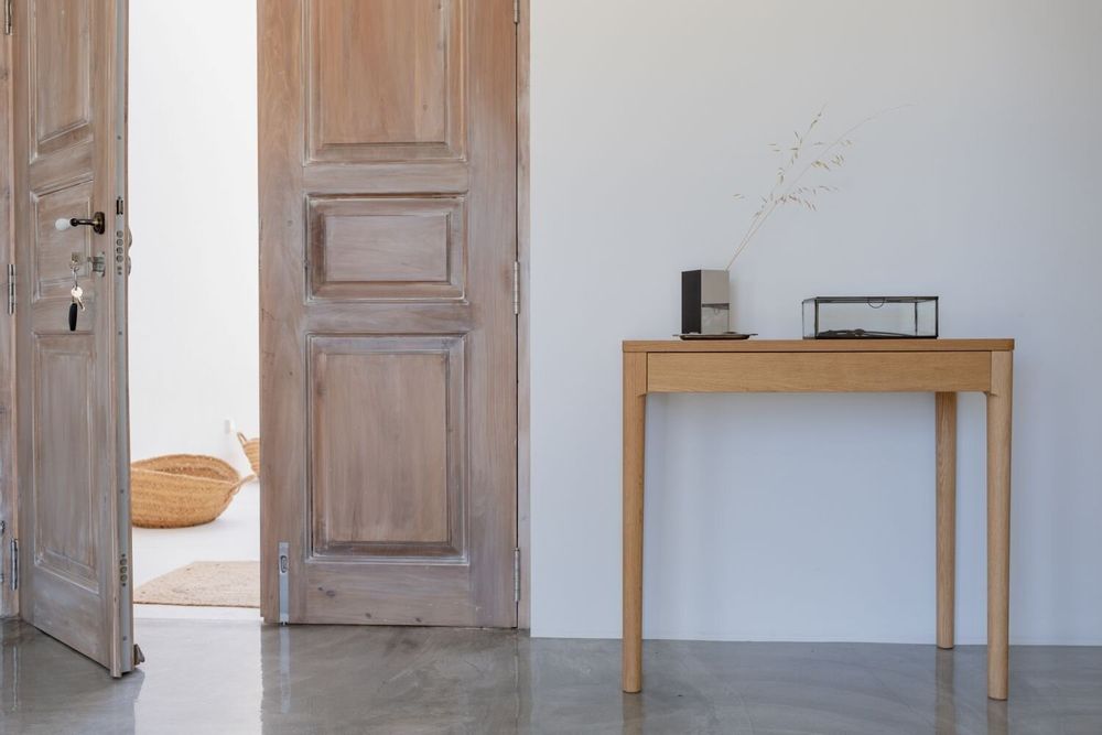 Office furniture and storage - FRONT – Minimalist Sideboard in Oak Wood 80x40 - MOR