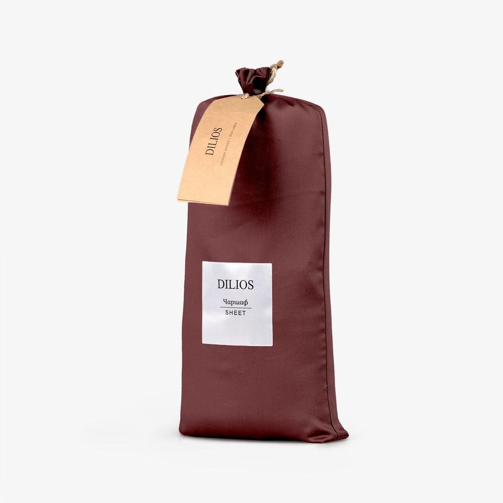 Linge de lit - Drap plat en satin, 150x260 cm, bordeaux - DILIOS
