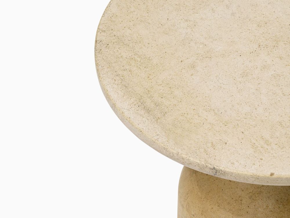 Coffee tables - PESO– Minimalist Round Side Table in Limestone, Medium - MOR