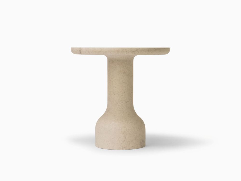 Coffee tables - PESO– Minimalist Round Side Table in Limestone, Large - MOR