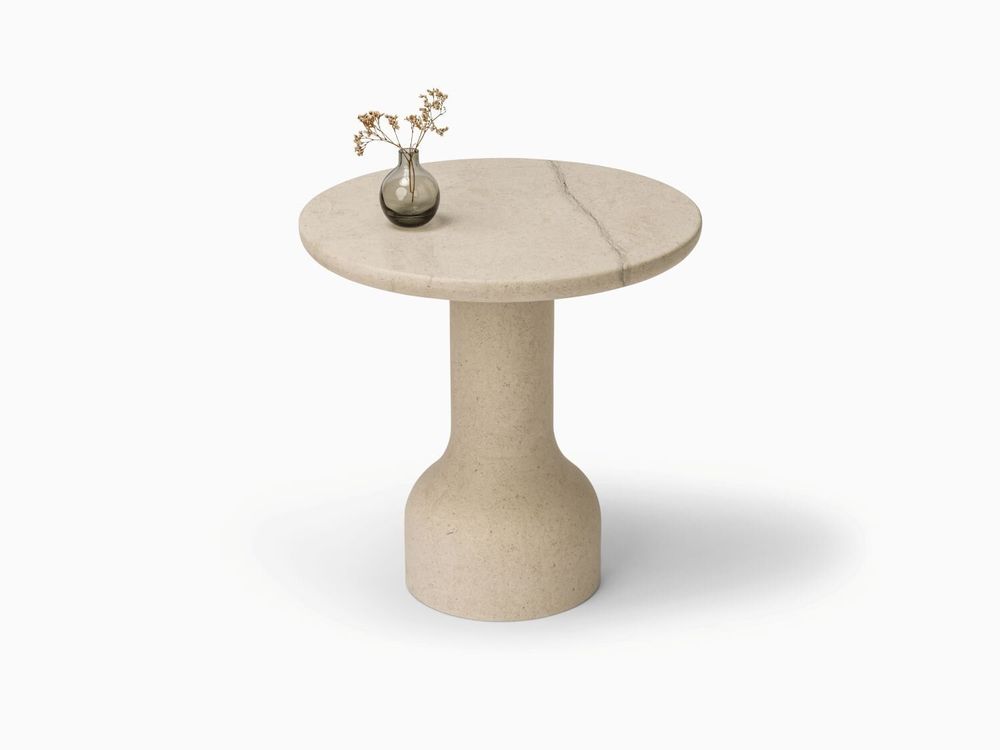 Coffee tables - PESO– Minimalist Round Side Table in Limestone, Large - MOR
