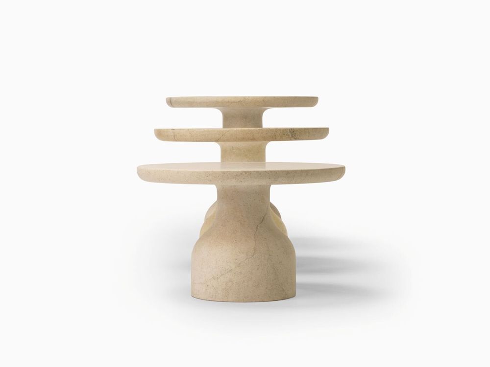 Coffee tables - PESO– Minimalist Round Side Table in Limestone, Large - MOR