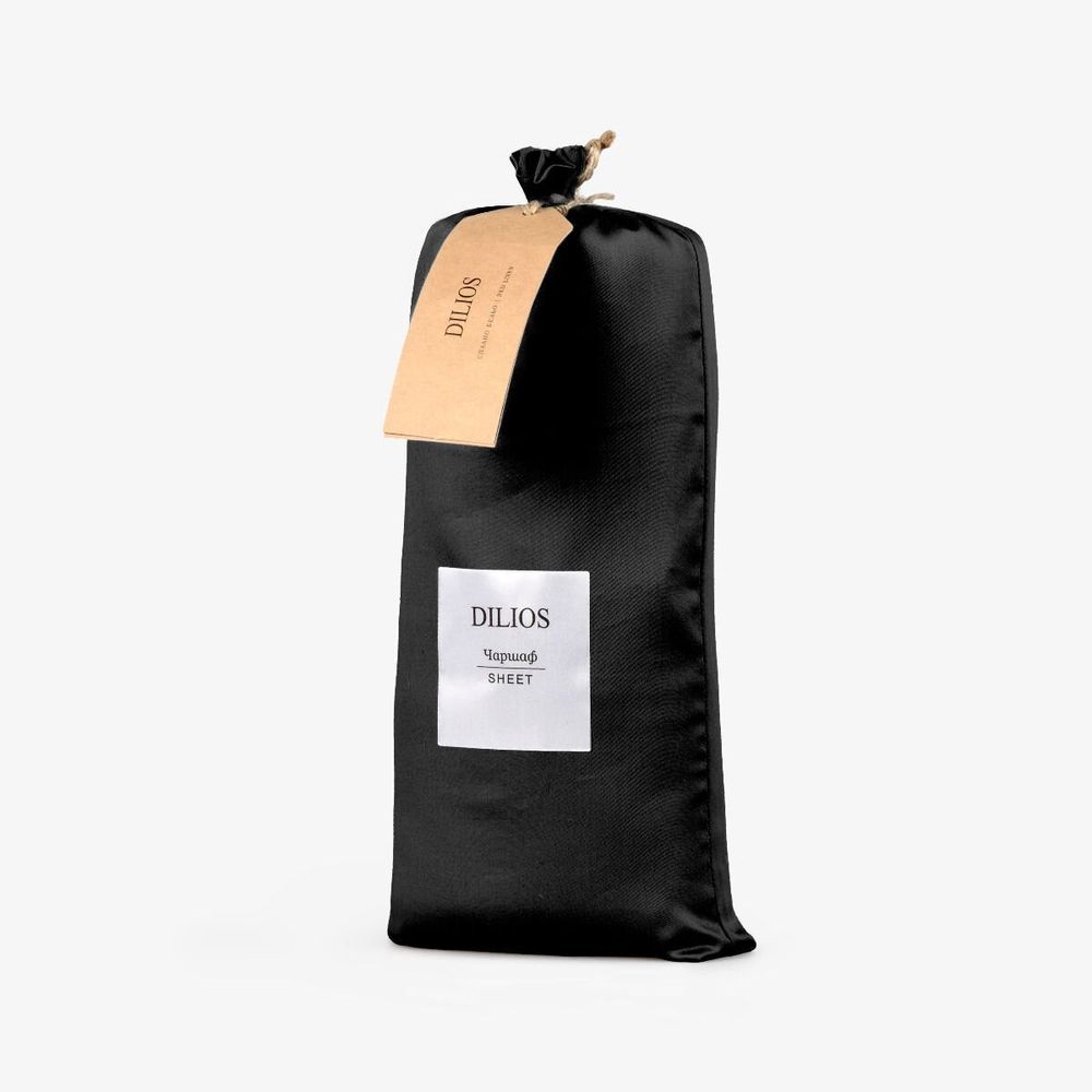 Bed linens - Sateen Flat sheet, 240x260cm, Black - DILIOS
