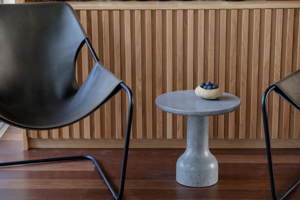 Coffee tables - PESO– Minimalist Round Side Table in Limestone, Small - MOR