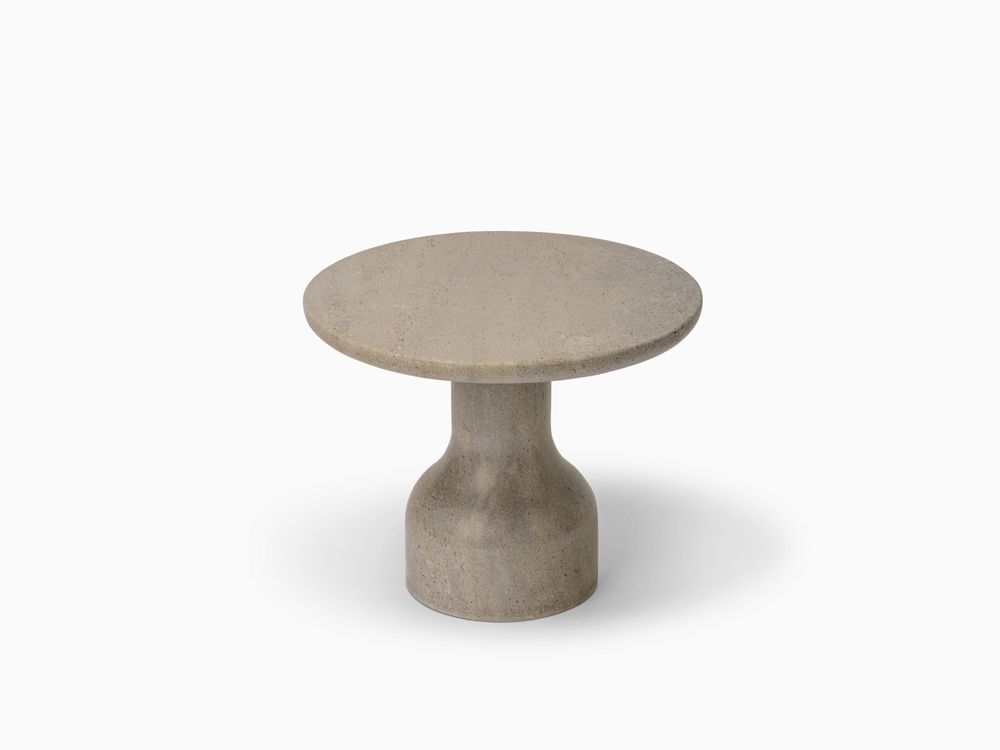 Coffee tables - PESO– Minimalist Round Side Table in Limestone, Medium - MOR
