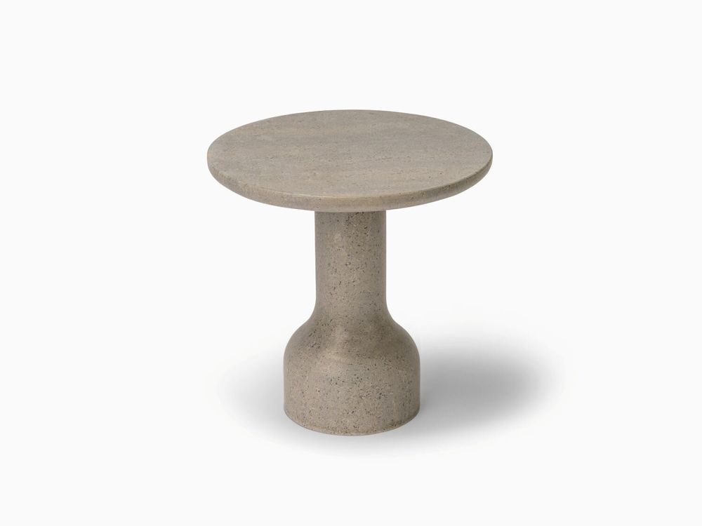Coffee tables - PESO– Minimalist Round Side Table in Limestone, Large - MOR