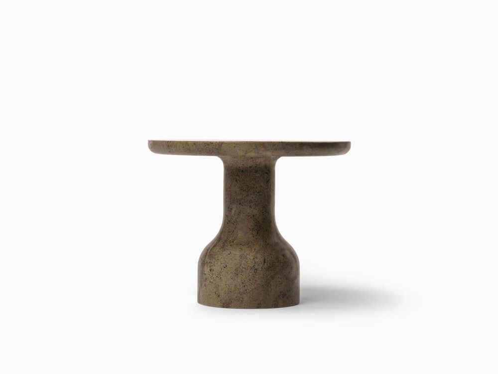 Coffee tables - PESO– Minimalist Round Side Table in Limestone, Medium - MOR