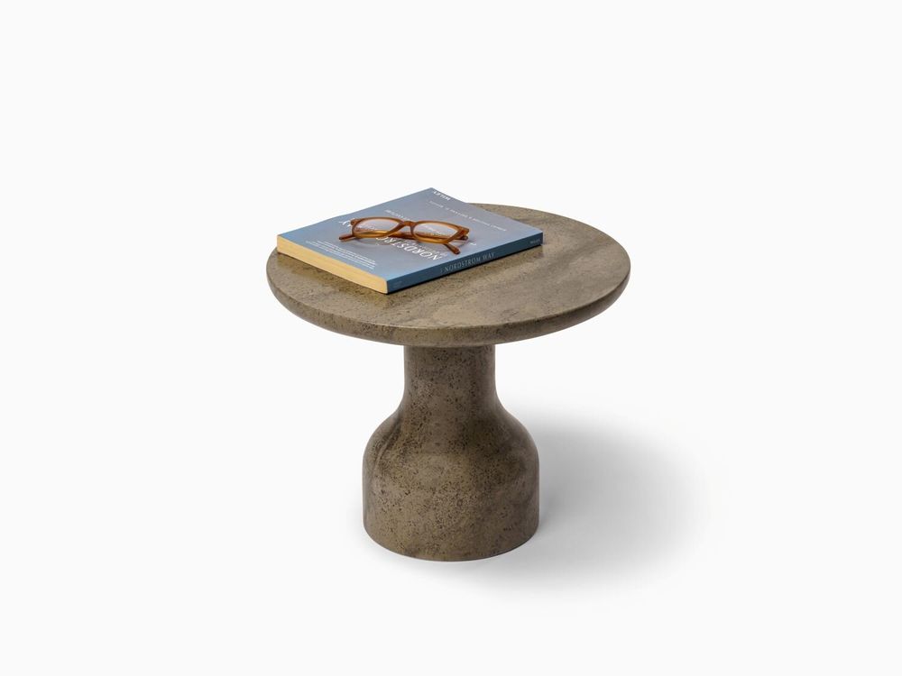 Coffee tables - PESO– Minimalist Round Side Table in Limestone, Medium - MOR