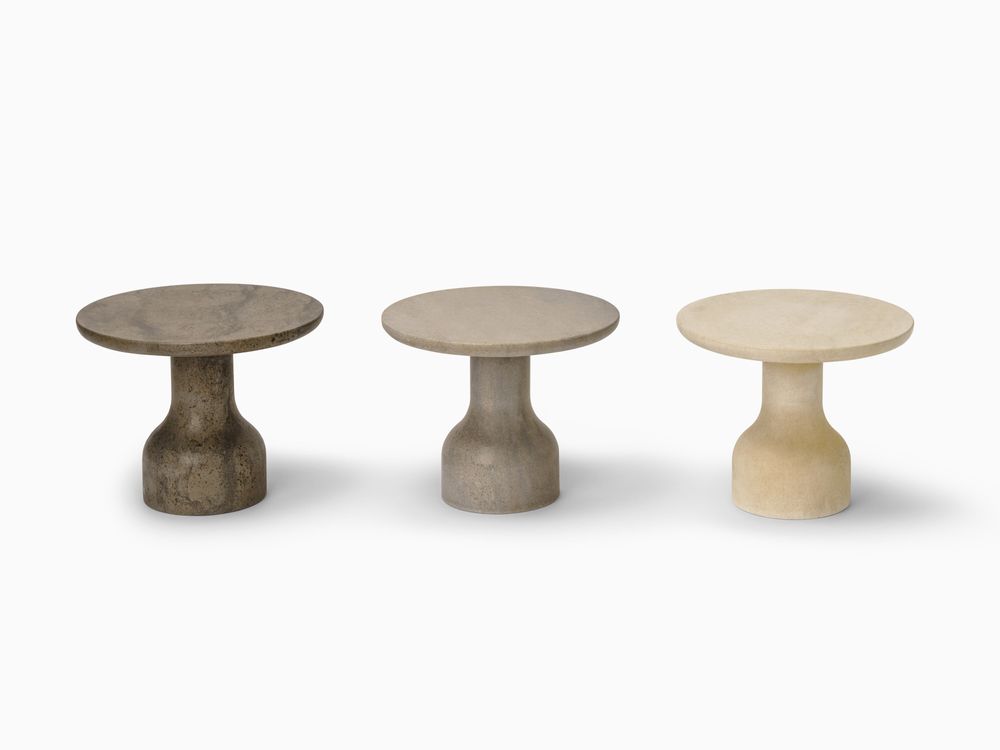 Coffee tables - PESO– Minimalist Round Side Table in Limestone, Medium - MOR