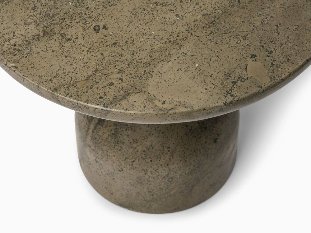 Coffee tables - PESO– Minimalist Round Side Table in Limestone, Medium - MOR