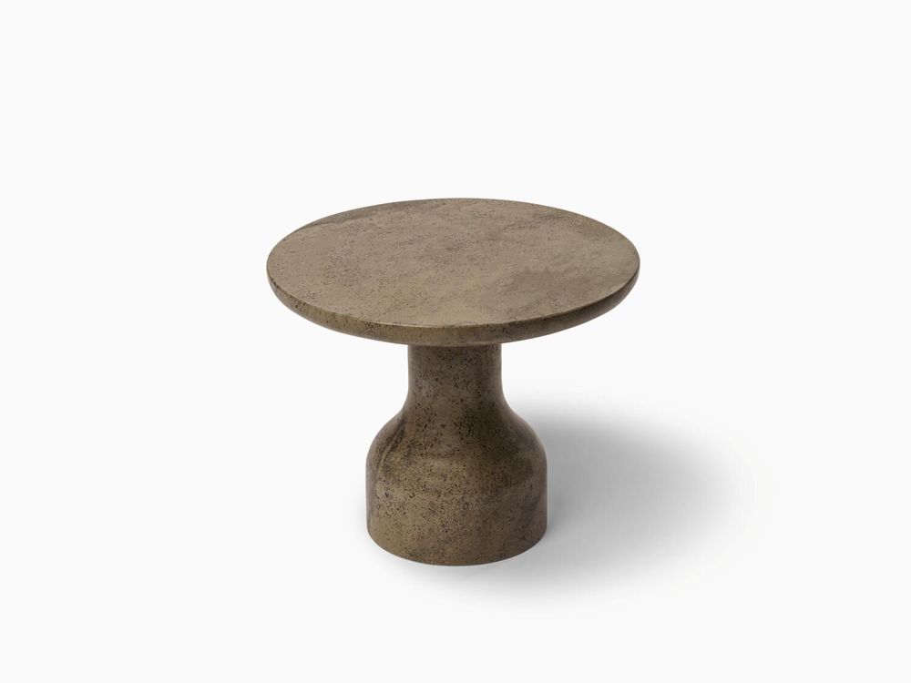 Coffee tables - PESO– Minimalist Round Side Table in Limestone, Medium - MOR