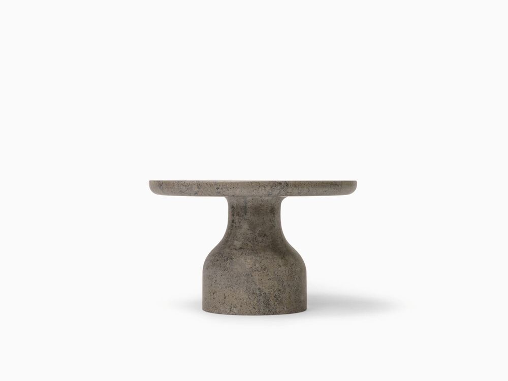 Coffee tables - PESO– Minimalist Round Side Table in Limestone, Small - MOR