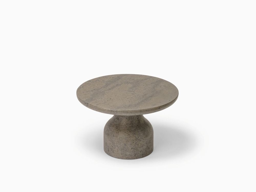 Coffee tables - PESO– Minimalist Round Side Table in Limestone, Small - MOR