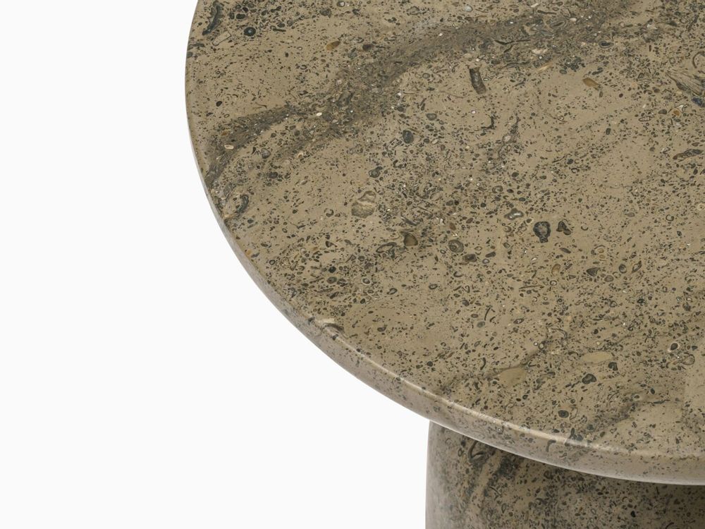 Coffee tables - PESO– Minimalist Round Side Table in Limestone, Small - MOR