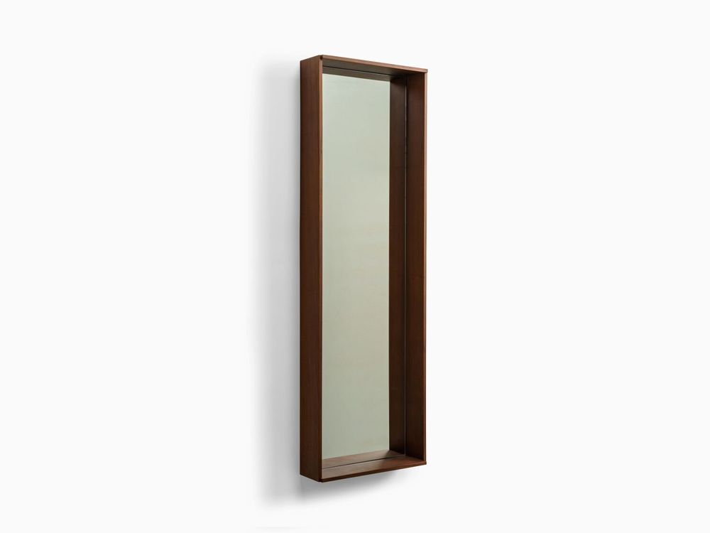 Mirrors - CAMPO – Minimalist Wall Mirror in Walnut Wood, Large - MOR