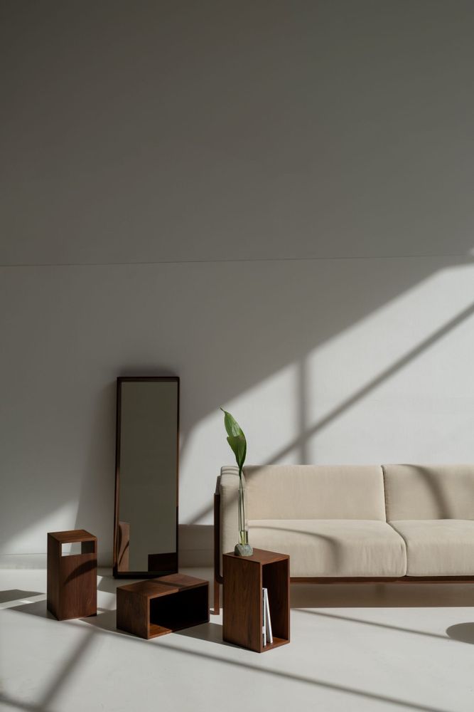 Mirrors - CAMPO – Minimalist Wall Mirror in Walnut Wood, Large - MOR