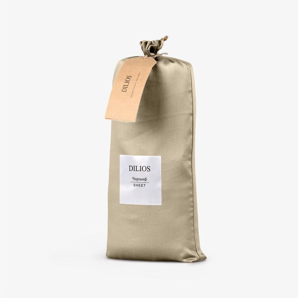 Linge de lit - Drap plat en satin, 240x260 cm, Taupe - DILIOS