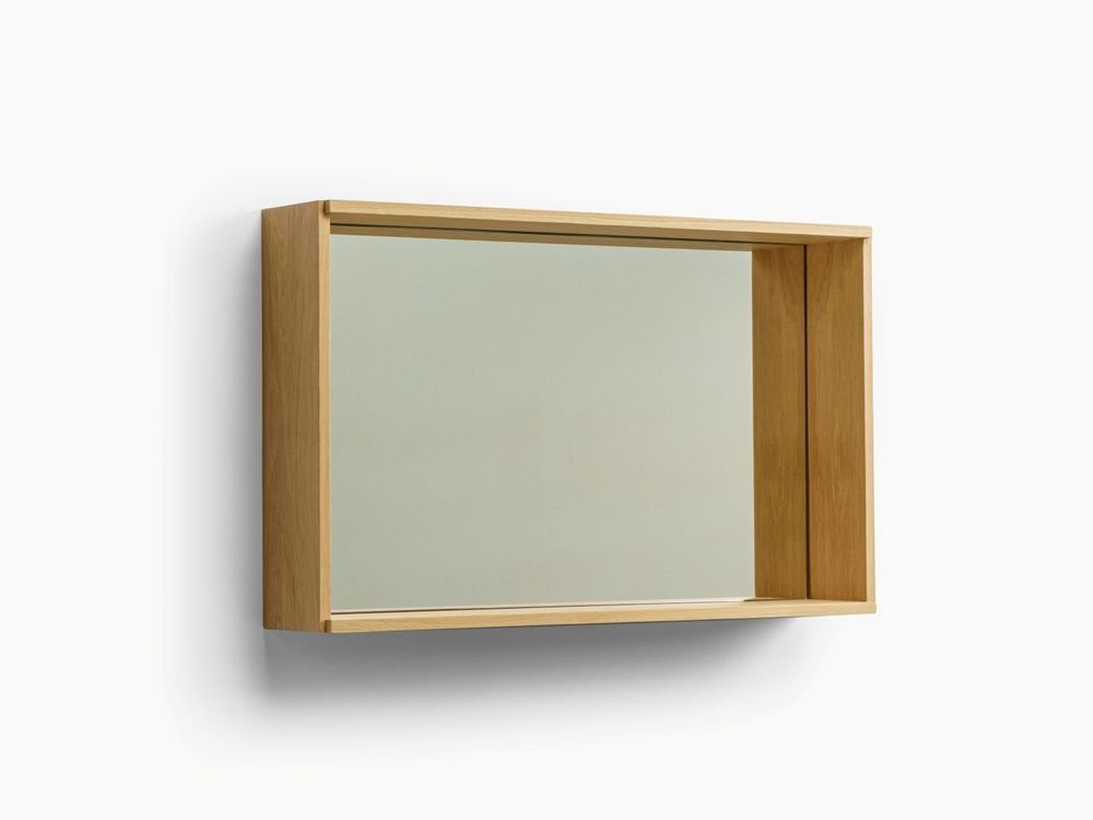Mirrors - CAMPO – Minimalist Wall Mirror in Oak Wood, Medium - MOR