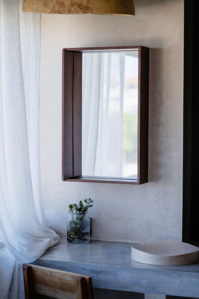 Mirrors - CAMPO – Minimalist Wall Mirror in Oak Wood, Medium - MOR