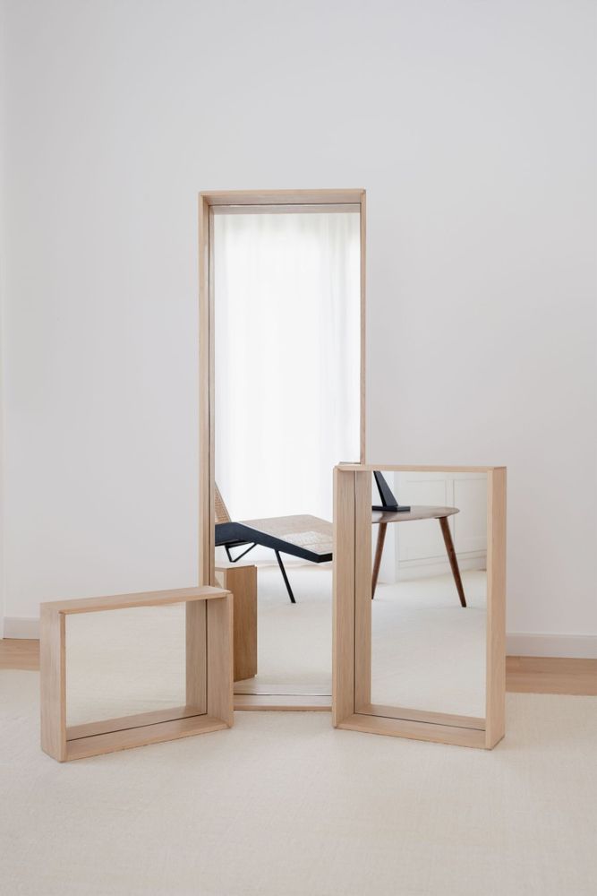 Mirrors - CAMPO – Minimalist Wall Mirror in Ash Wood, Small - MOR