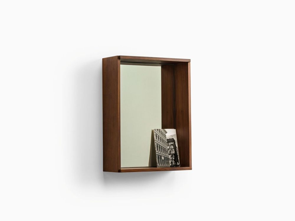 Mirrors - CAMPO – Minimalist Wall Mirror in Walnut Wood, Small - MOR