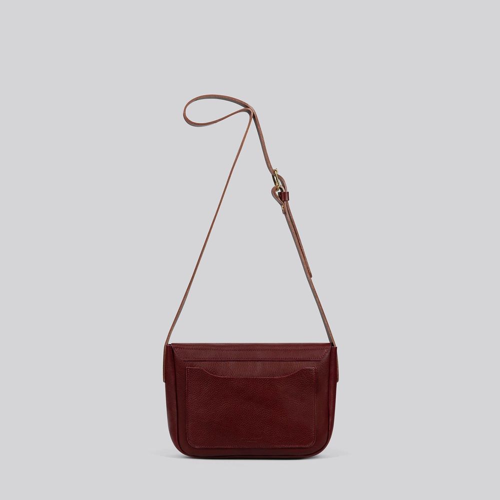 Bags and totes - Barney - Medium Crossbody Satchel Leather Bag in Grainy Merlot - MIMI BERRY