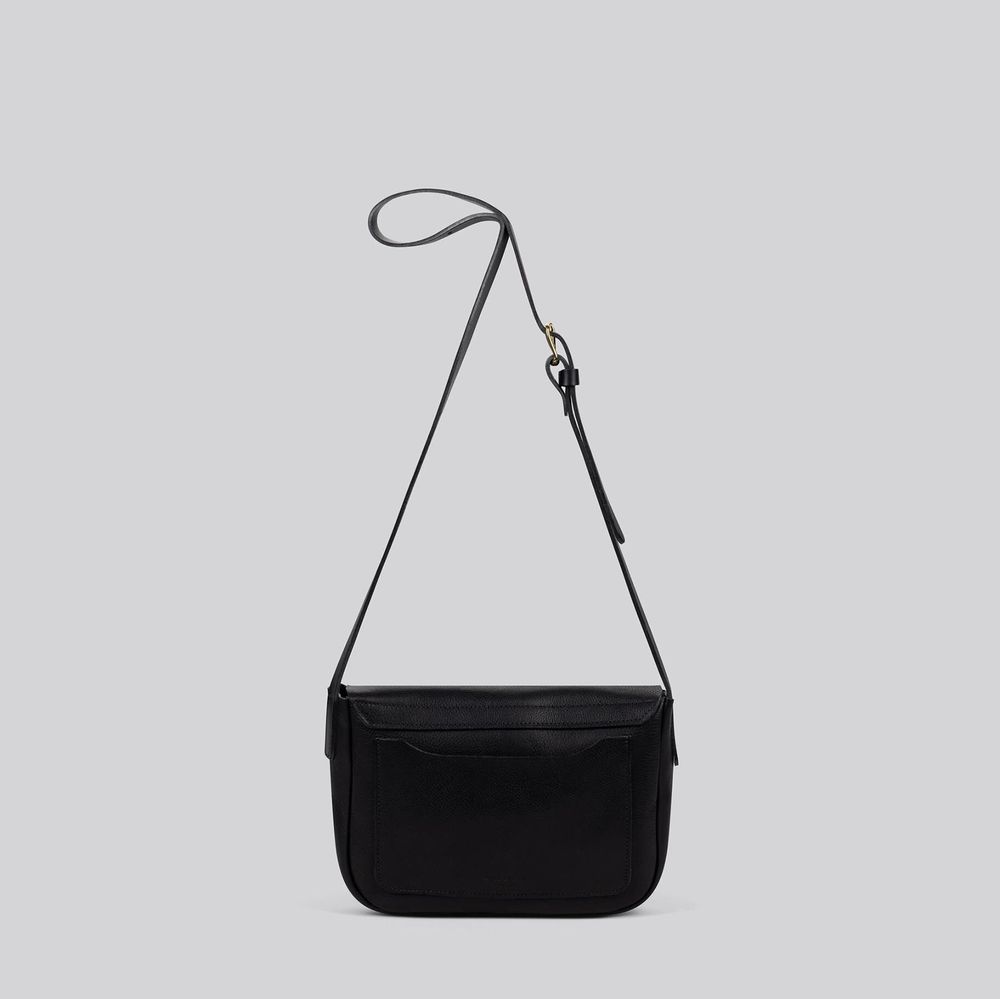 Sacs et cabas - Barney - Sac à bandoulière de taille moyenne en cuir noir grainé - MIMI BERRY