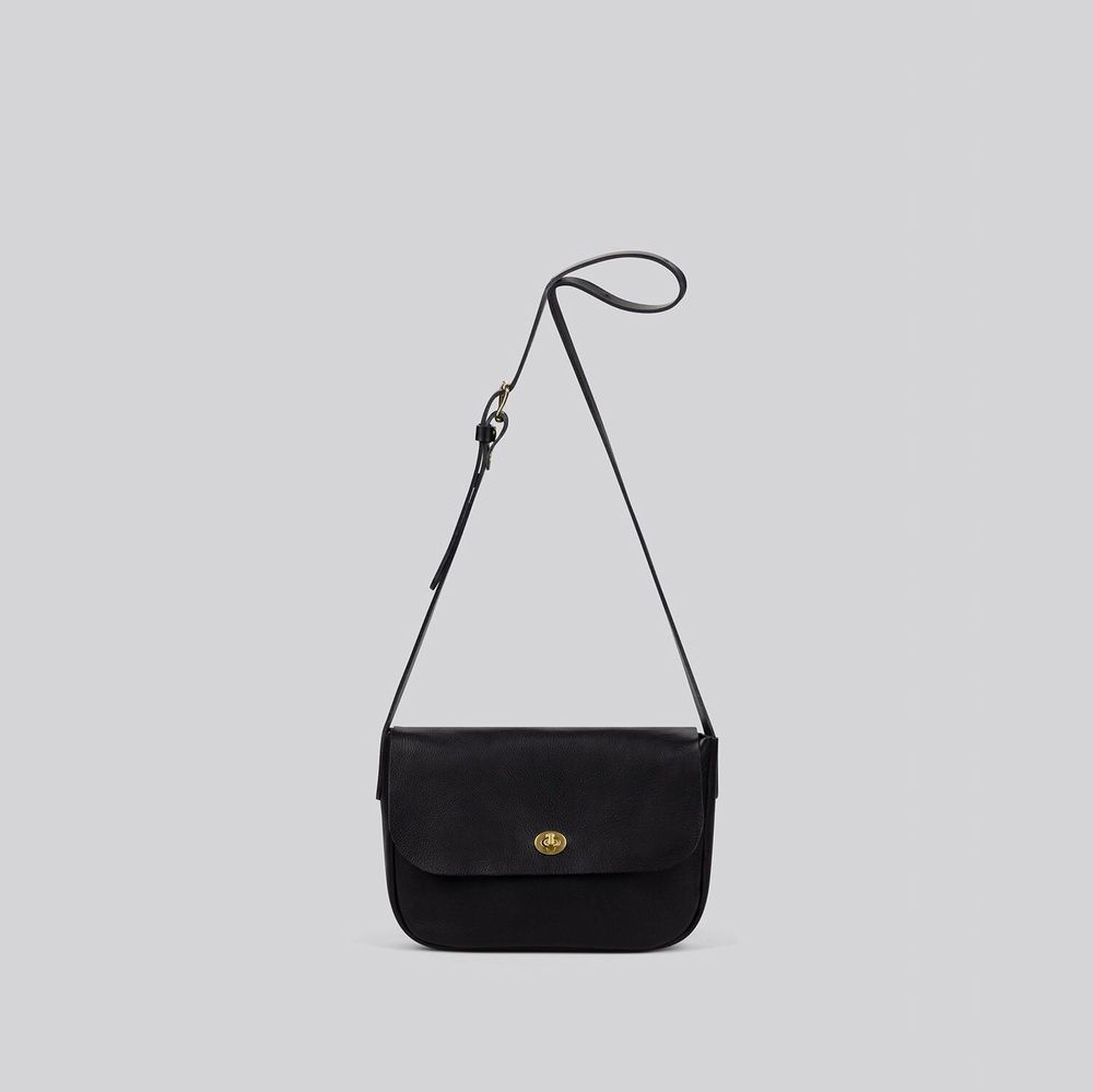 Sacs et cabas - Barney - Sac à bandoulière de taille moyenne en cuir noir grainé - MIMI BERRY