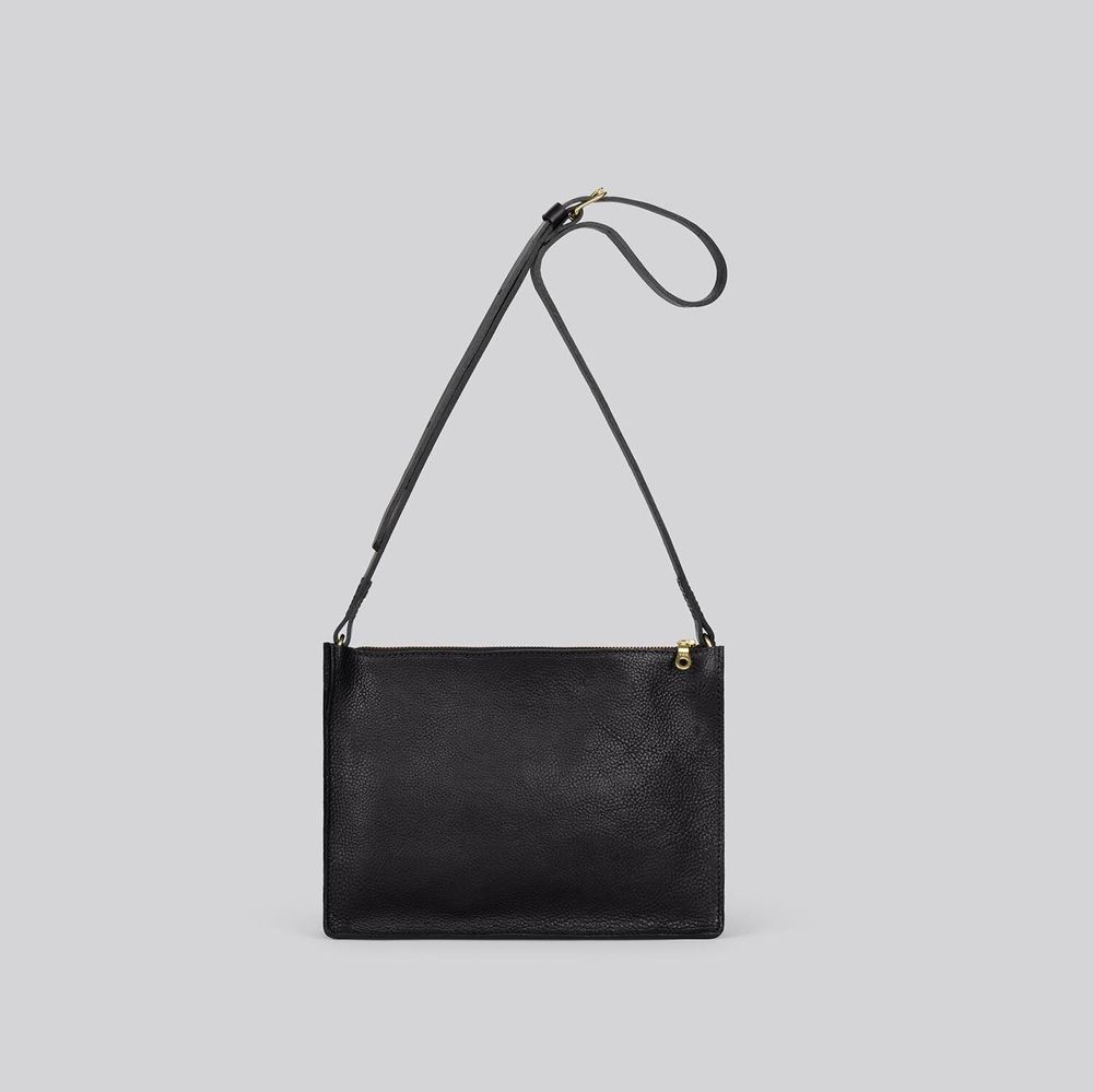 Bags and totes - Kite - Medium Leather Crossbody Bag in Grainy Black - MIMI BERRY