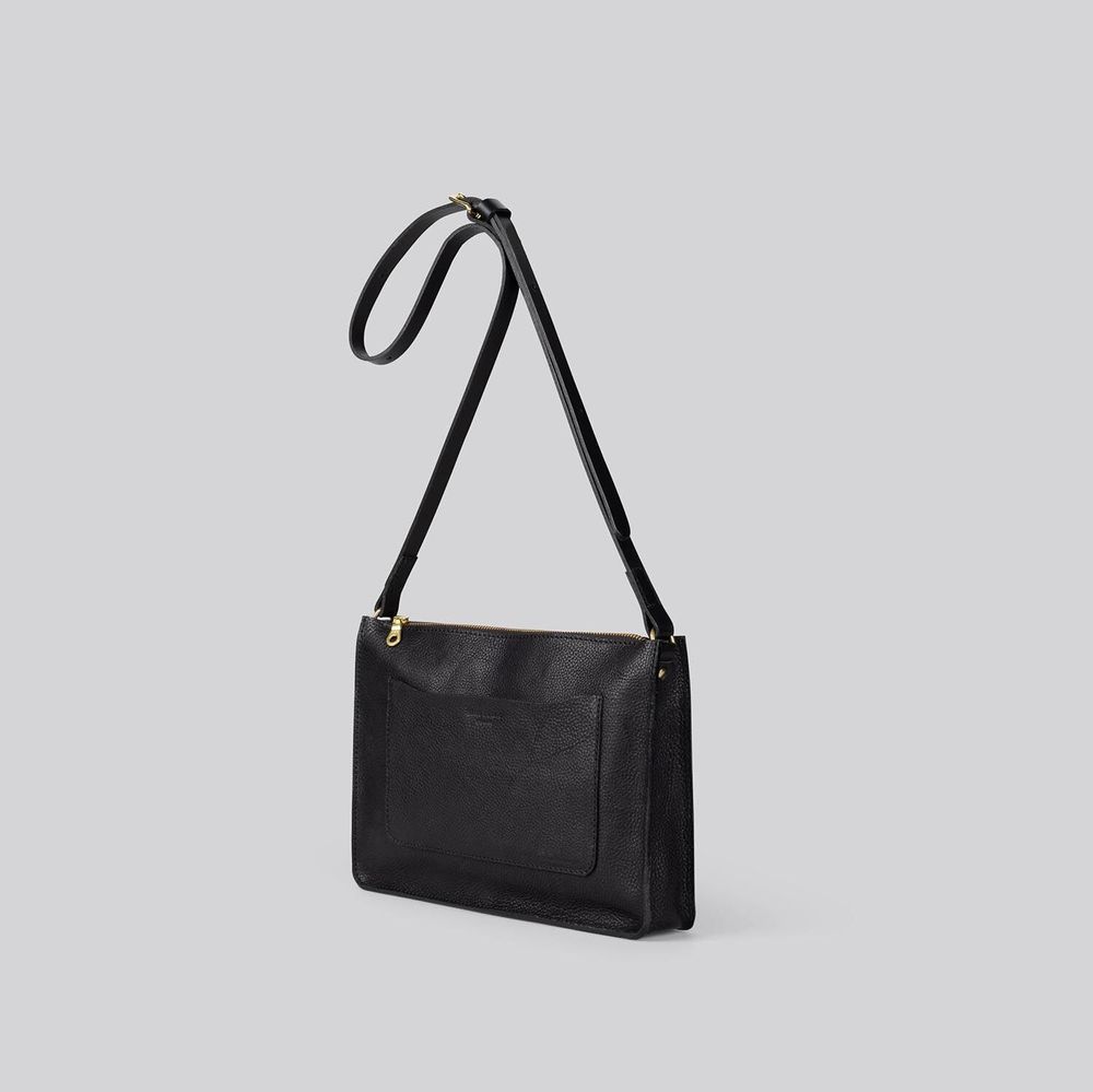 Bags and totes - Kite - Medium Leather Crossbody Bag in Grainy Black - MIMI BERRY