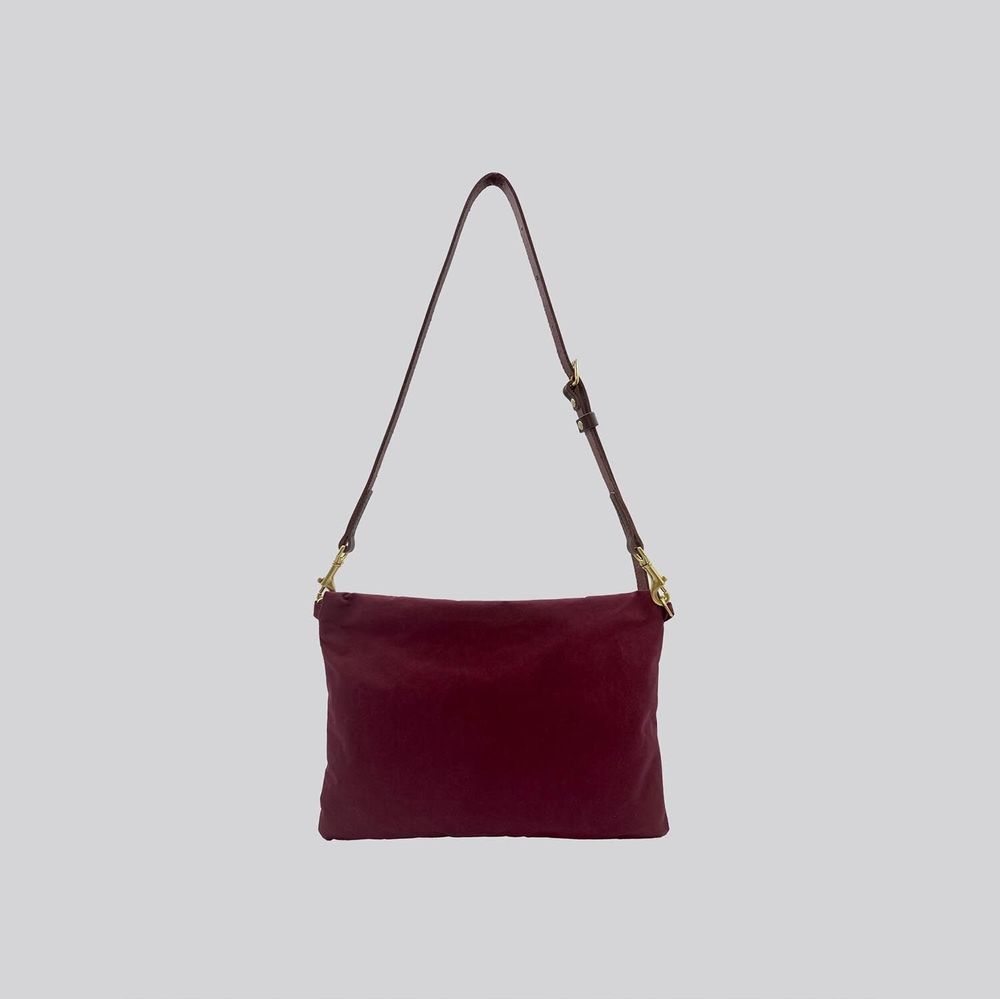 Bags and totes - New Musette - Waxed Cotton Crossbody bag in Burgundy - MIMI BERRY