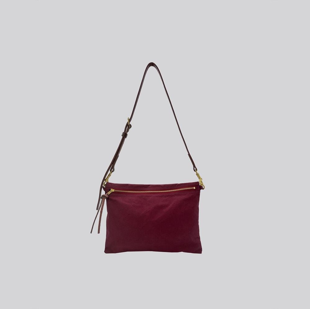 Bags and totes - New Musette - Waxed Cotton Crossbody bag in Burgundy - MIMI BERRY