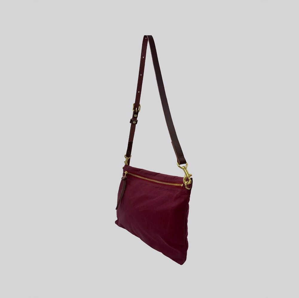 Bags and totes - New Musette - Waxed Cotton Crossbody bag in Burgundy - MIMI BERRY
